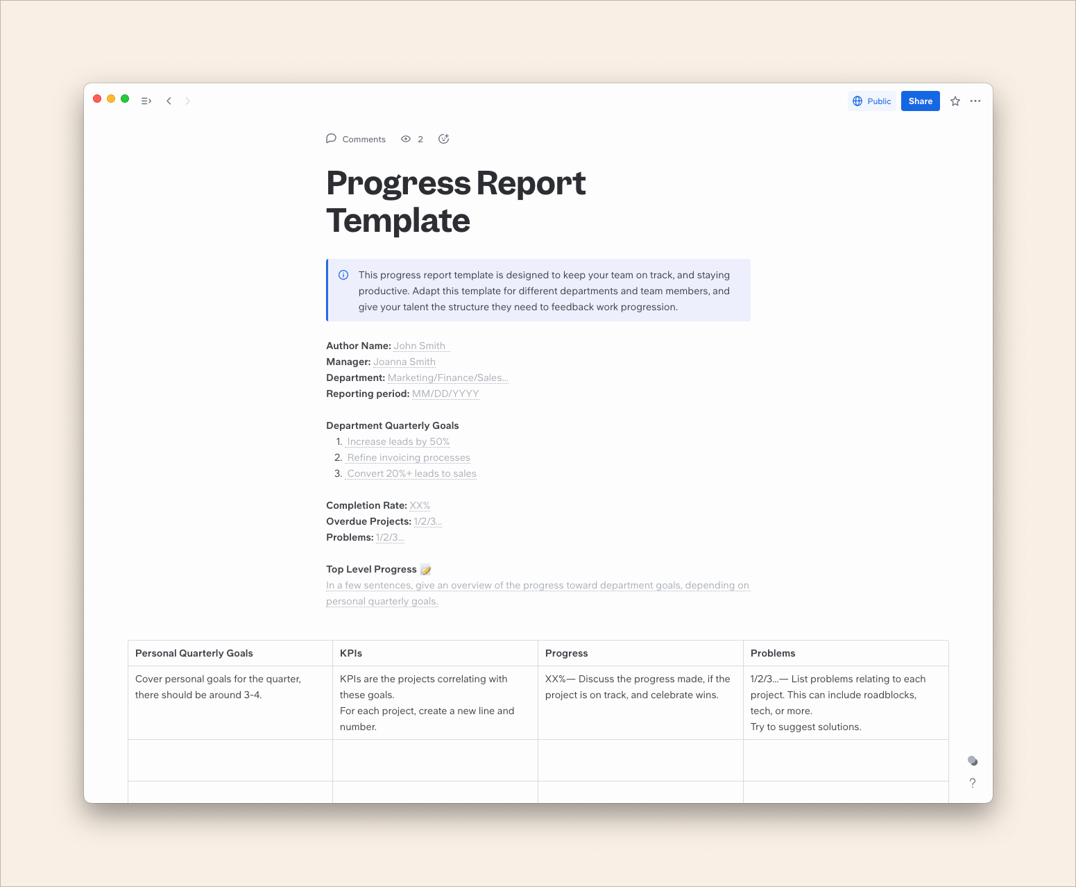 Detail Progress Report Template Nomer 2