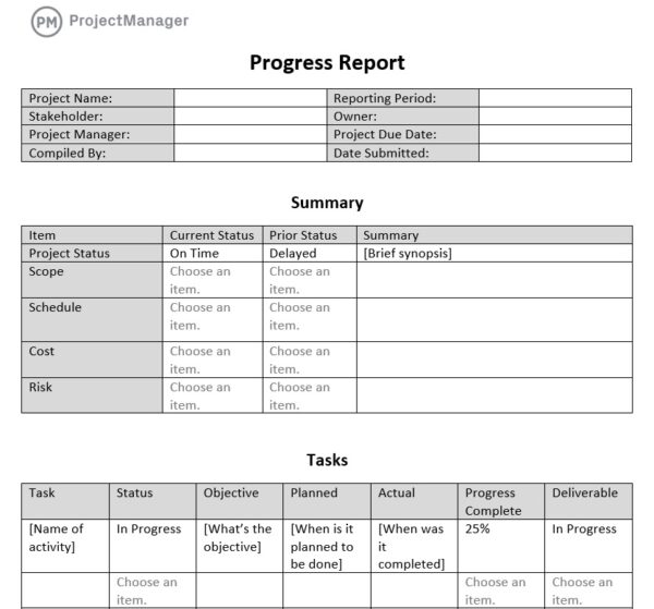 Detail Progress Report Template Nomer 3