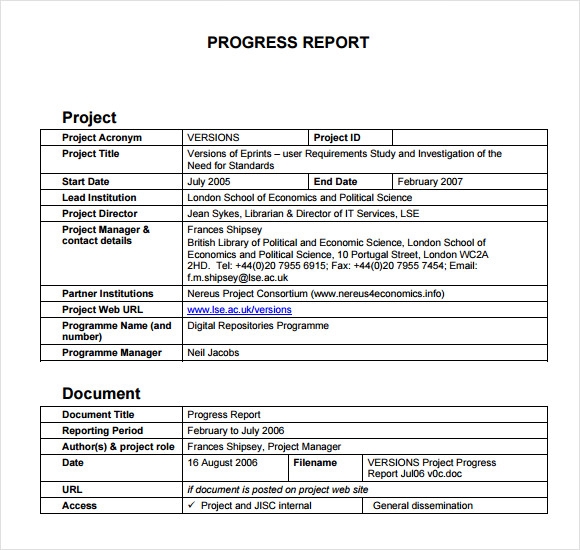 Detail Progress Report Template Nomer 28