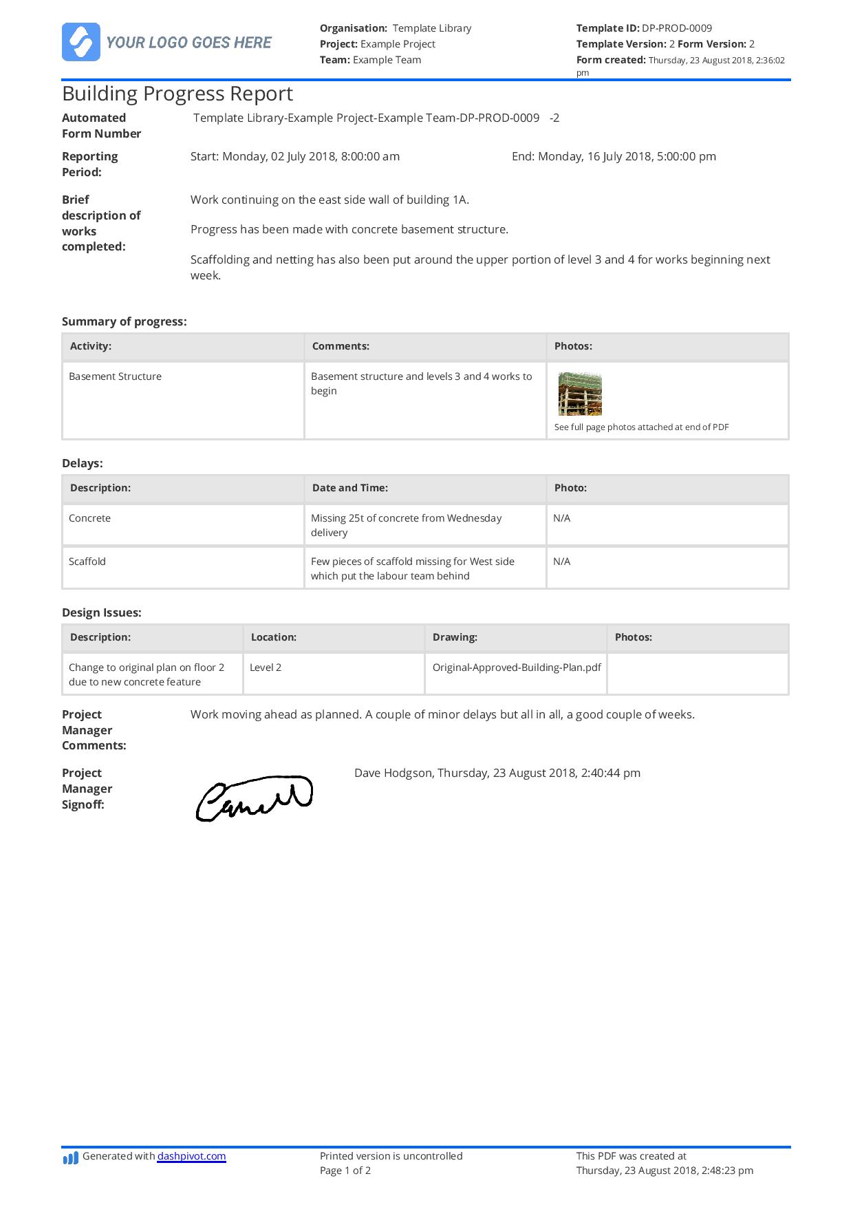Detail Progress Report Template Nomer 37