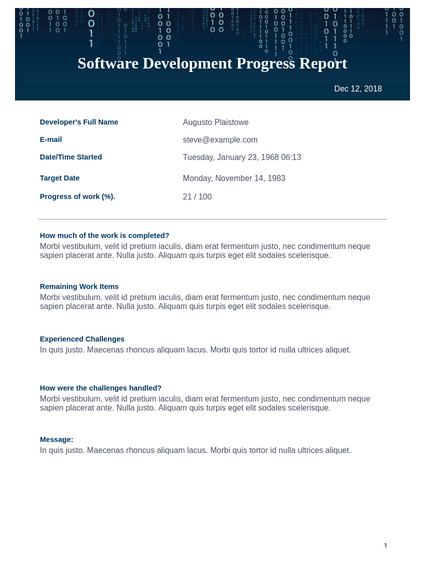 Detail Progress Report Template Nomer 6