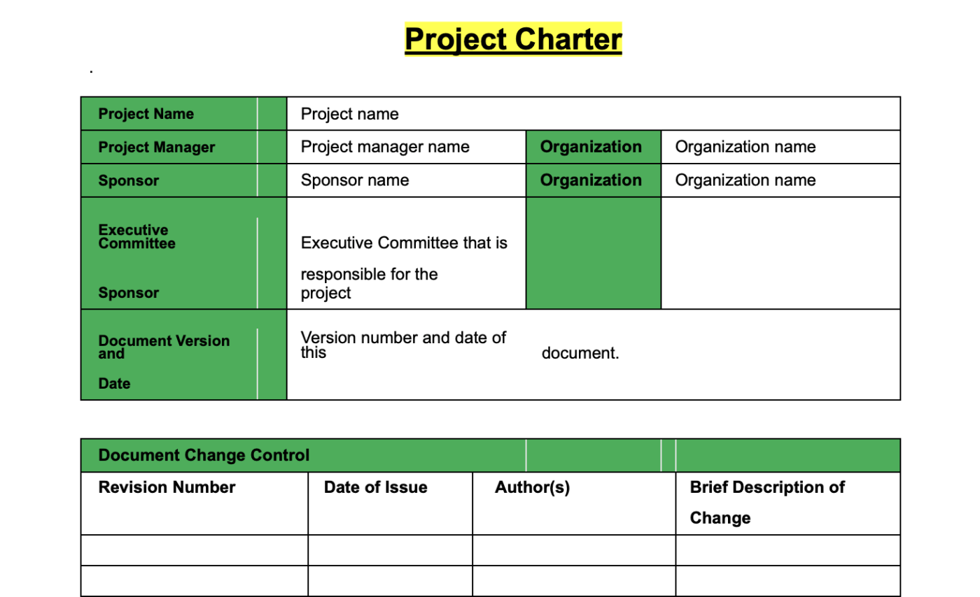 Detail Project Charter Template Nomer 2