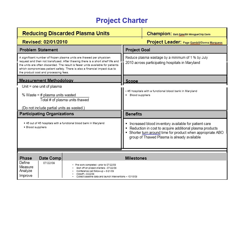 Detail Project Charter Template Nomer 18