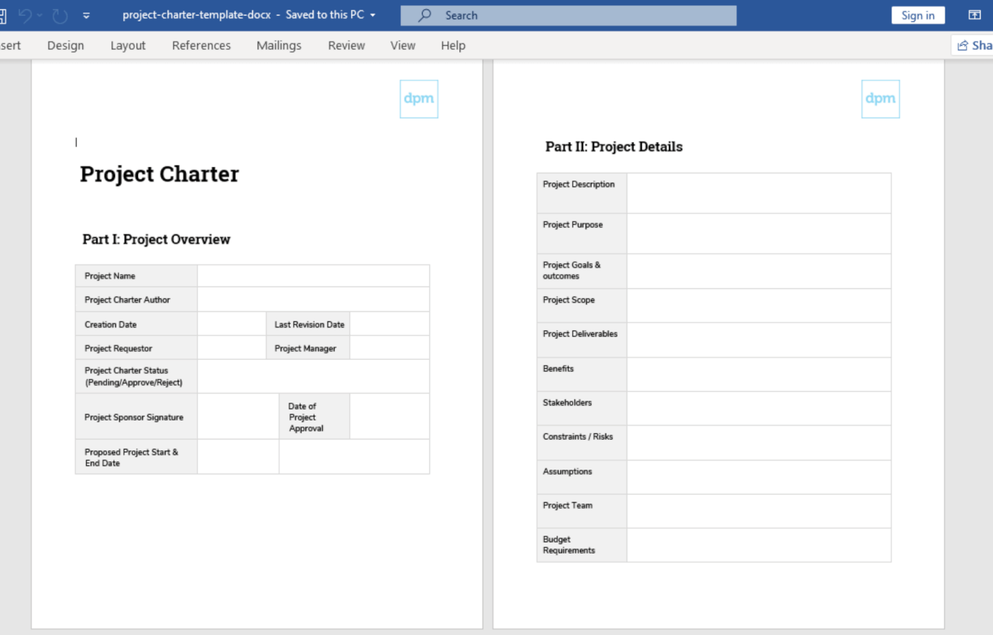 Detail Project Charter Template Nomer 51