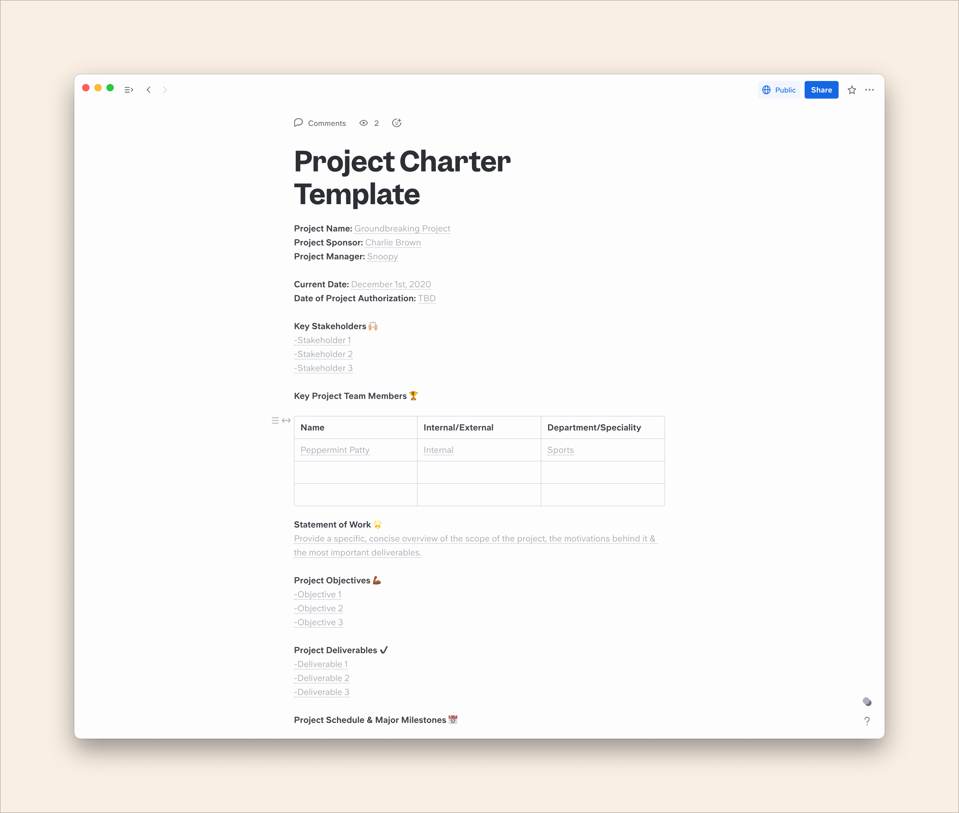 Detail Project Charter Template Nomer 8