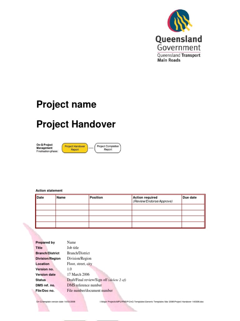 Detail Project Handover To Another Project Manager Template Nomer 11