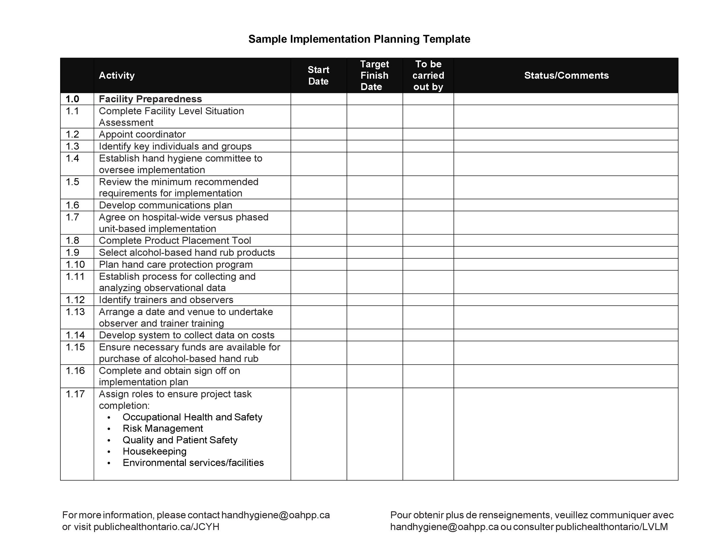 Detail Project Implementation Plan Template Nomer 19