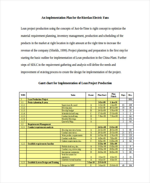 Detail Project Implementation Plan Template Nomer 27