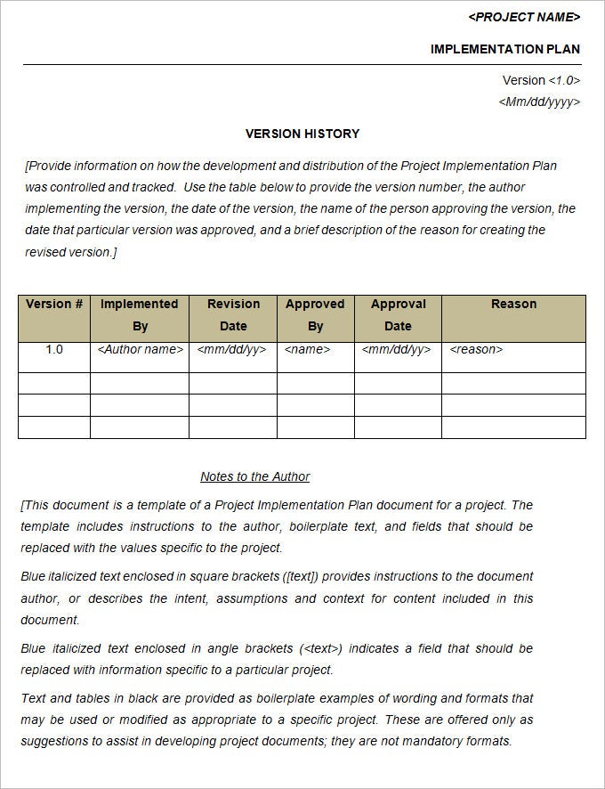 Detail Project Implementation Plan Template Nomer 38