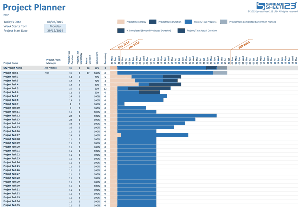 Detail Project Management Calendar Excel Template Nomer 13