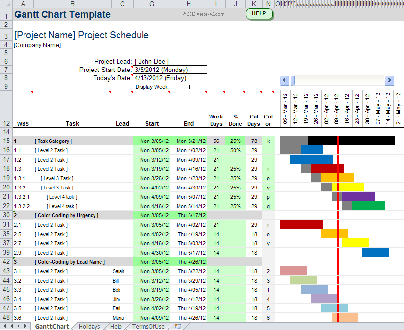 Detail Project Management Calendar Excel Template Nomer 21