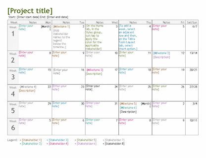Detail Project Management Calendar Excel Template Nomer 26