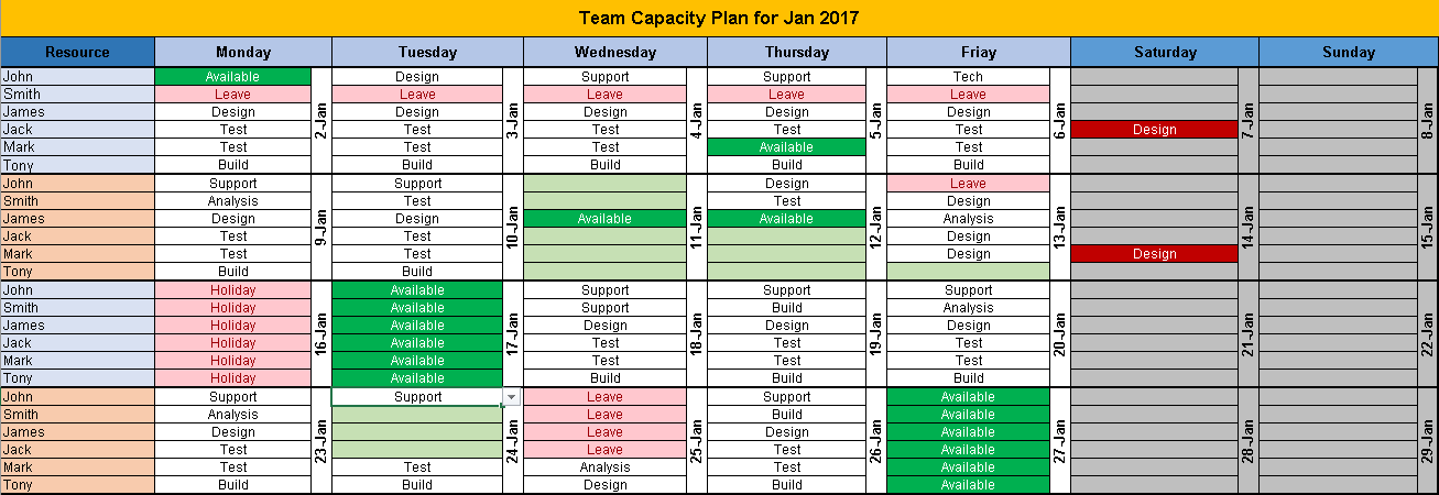 Detail Project Management Calendar Excel Template Nomer 27
