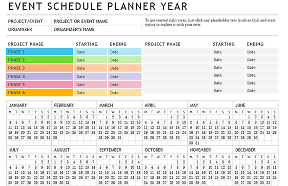 Detail Project Management Calendar Excel Template Nomer 42