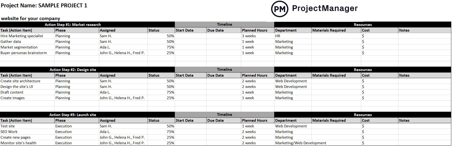 Detail Project Plan Schedule Template Excel Nomer 49