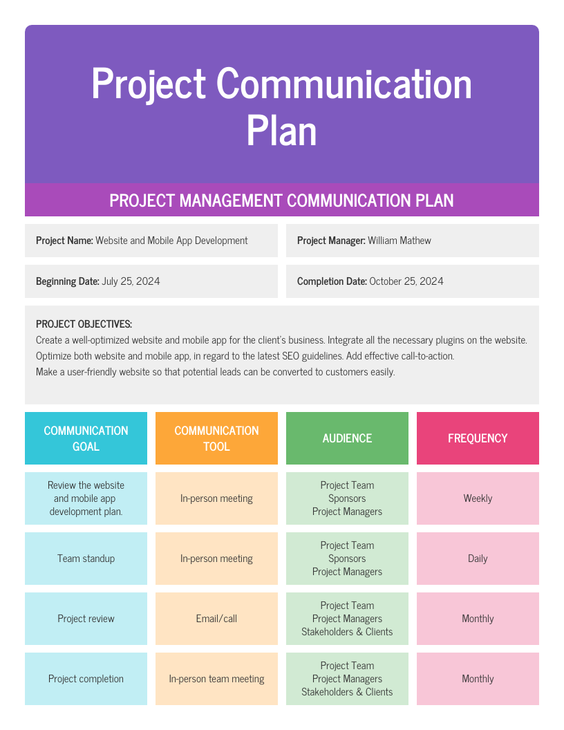 Detail Project Plan Template Nomer 15