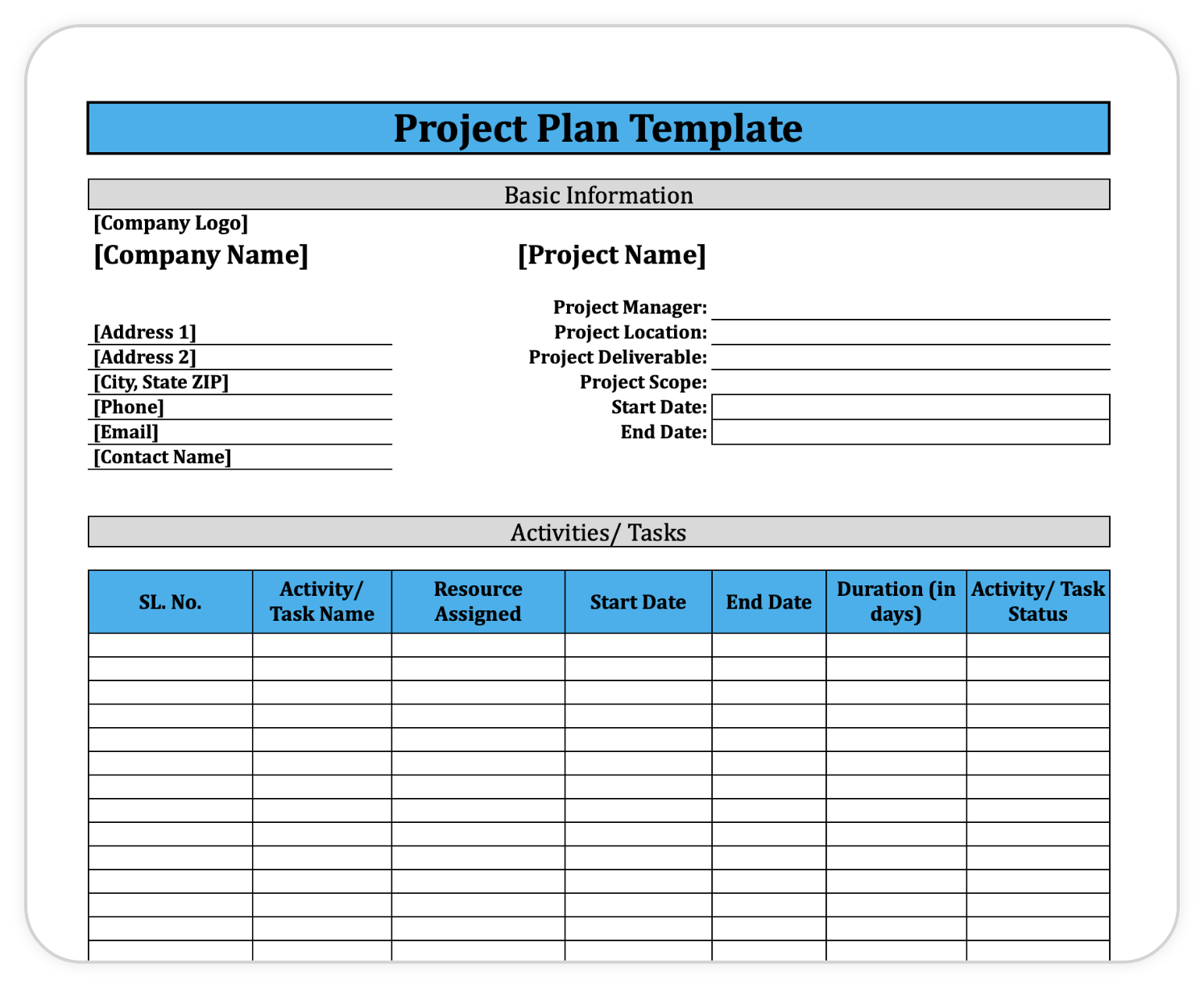 Detail Project Plan Template Nomer 50