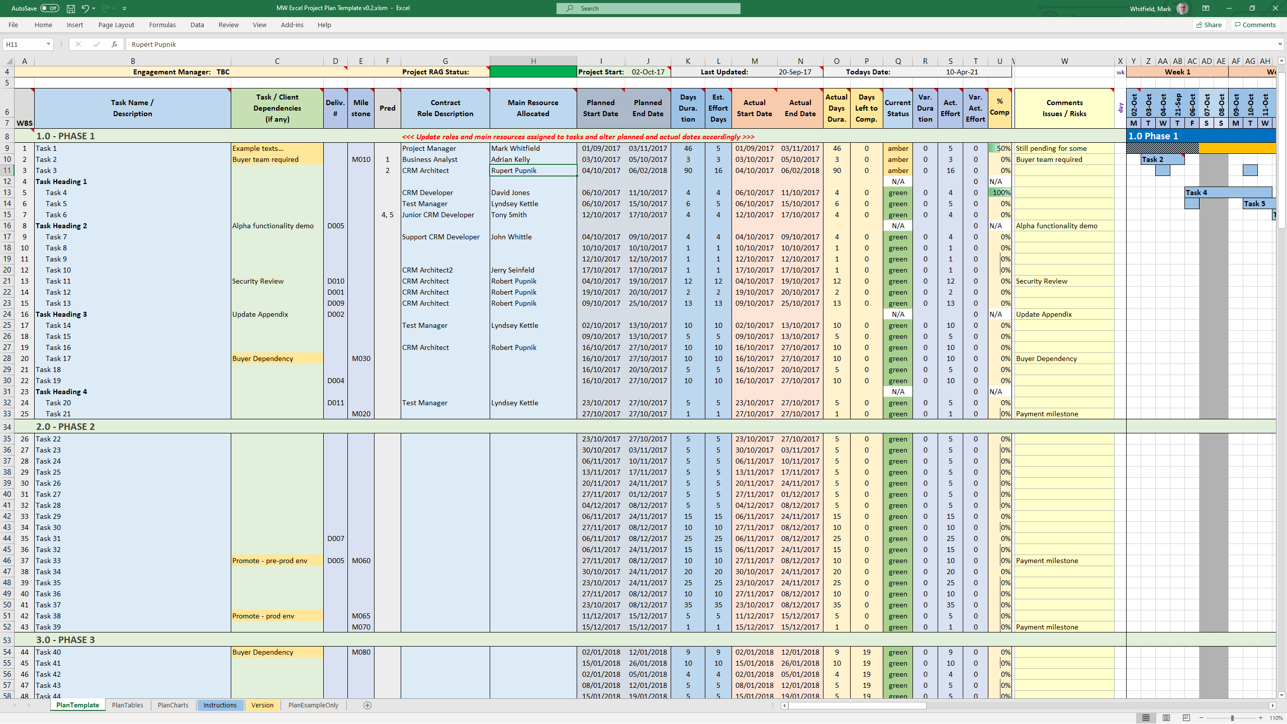 Detail Project Plan Template Excel Nomer 45