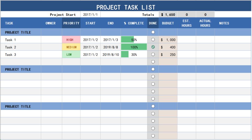 Detail Project Task List Template Excel Nomer 12