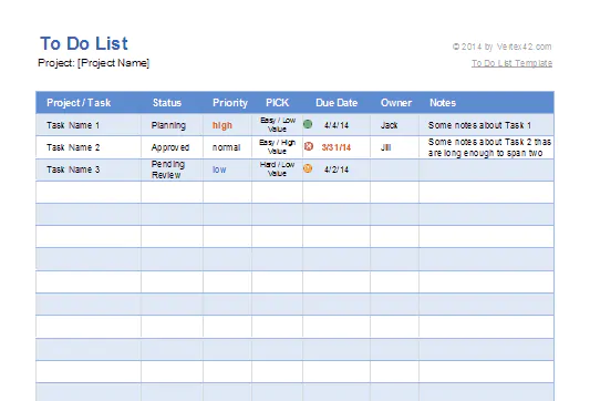 Detail Project Task List Template Excel Nomer 52