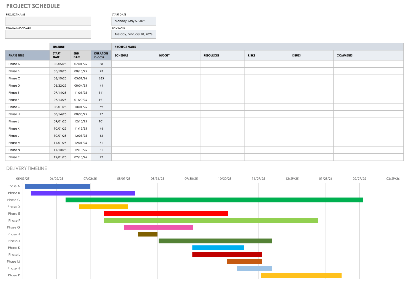 Detail Project Timeline Excel Template Free Nomer 32