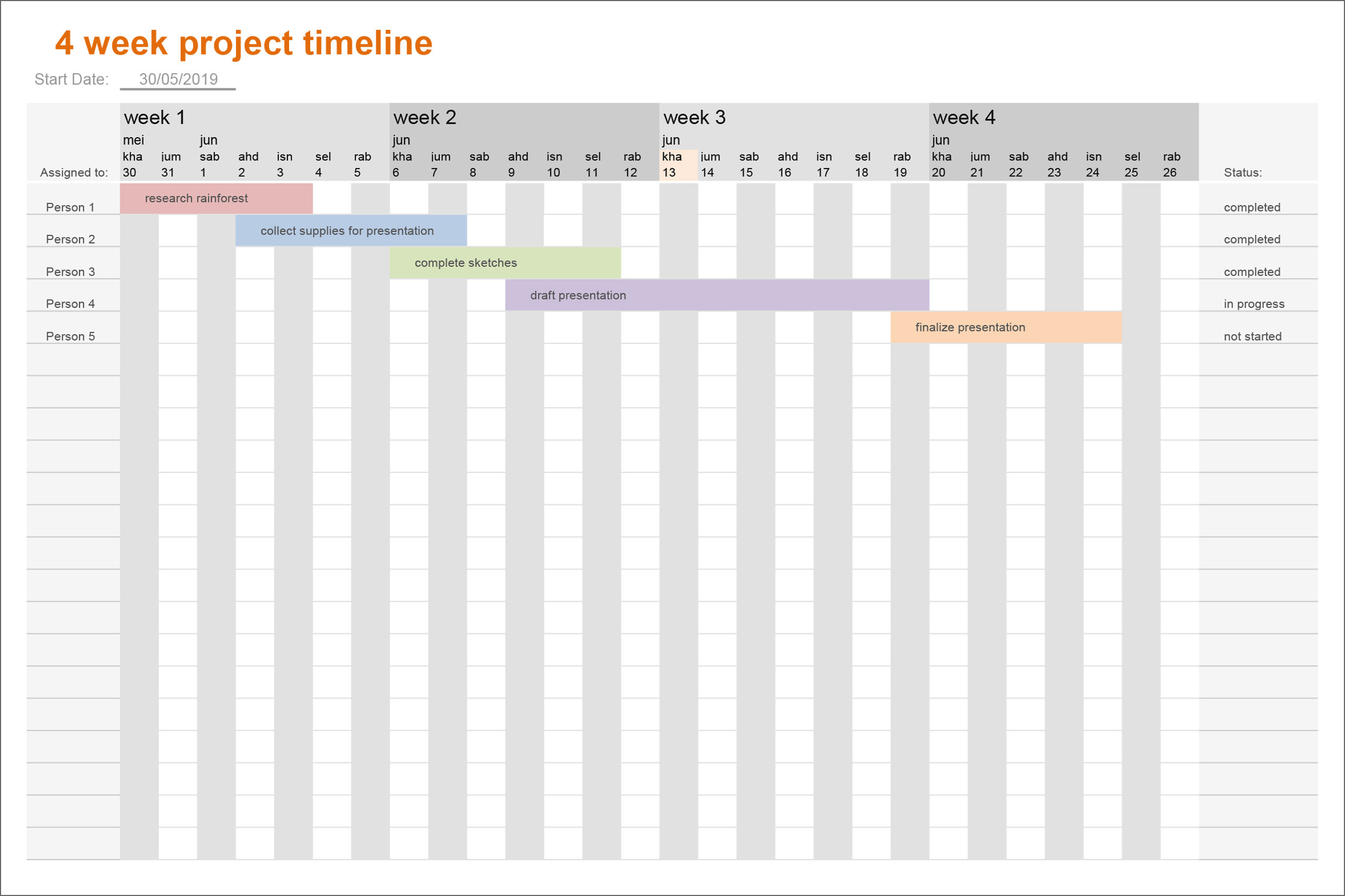 Detail Project Timeline Excel Template Free Nomer 33