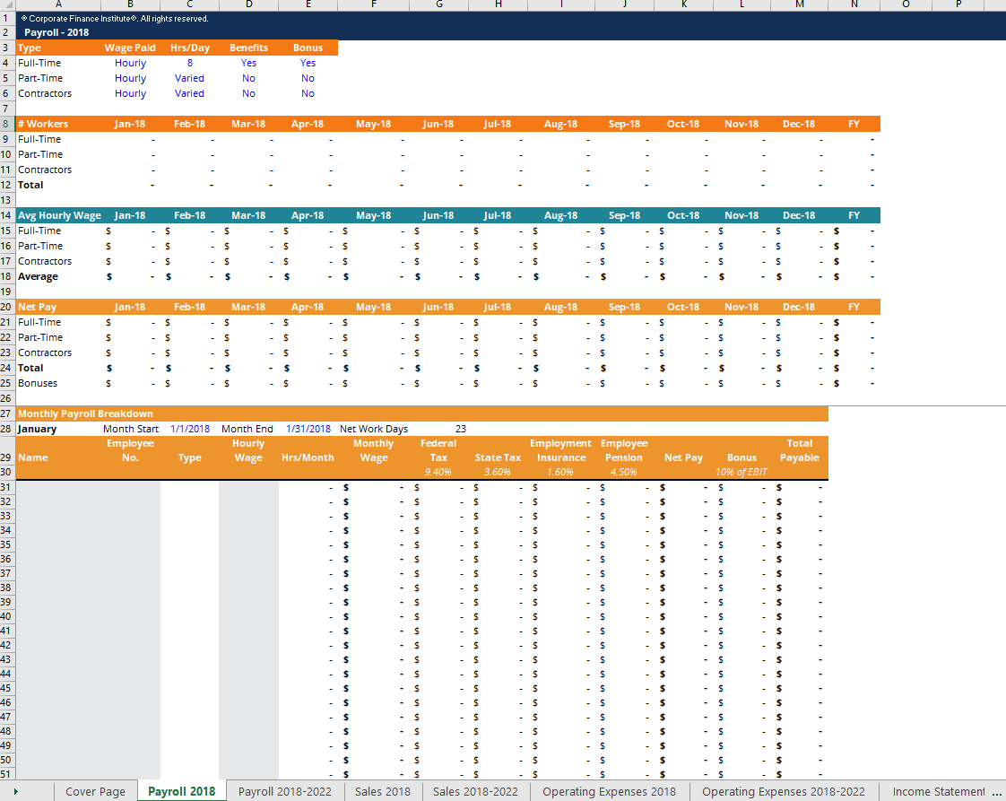 Projection Spreadsheet Template - KibrisPDR