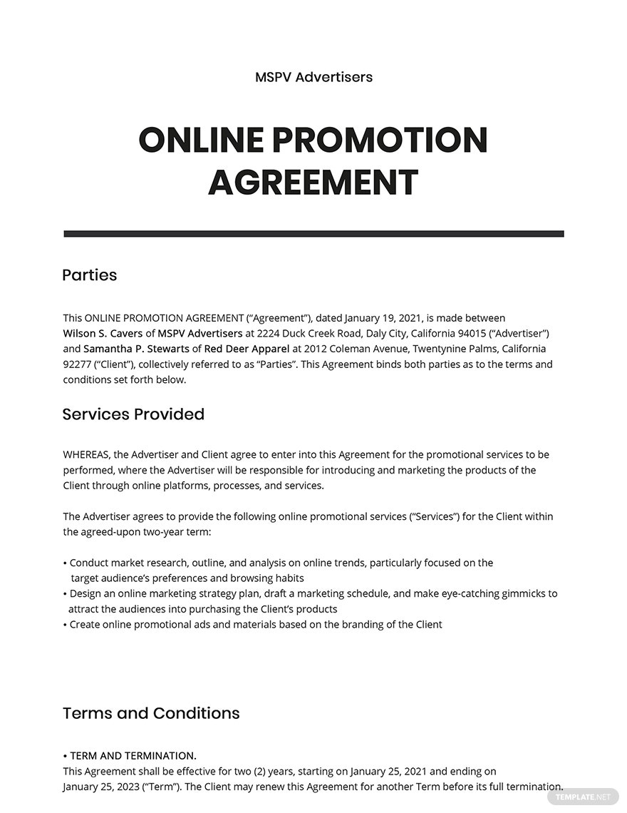 Detail Promotion Agreement Template Nomer 18