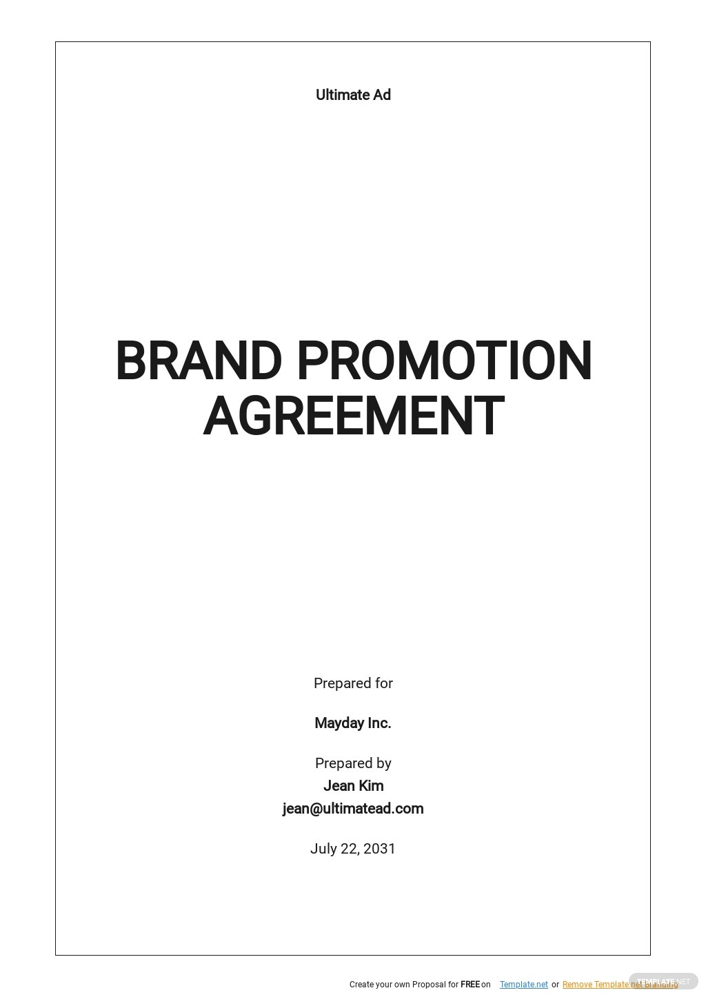 Detail Promotion Agreement Template Nomer 42