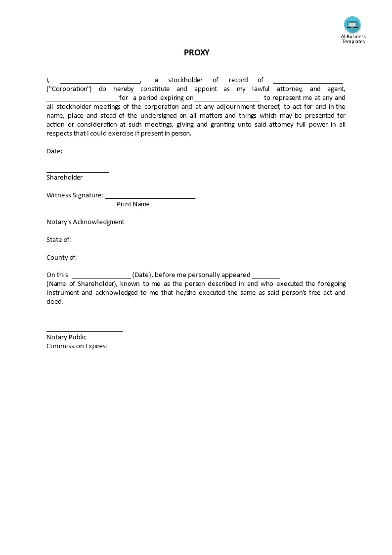 Detail Proxy Letter Template Nomer 6