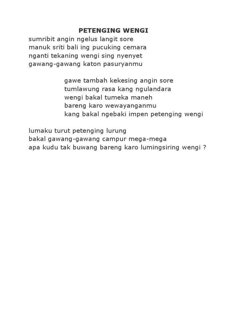 Detail Puisi Bahasa Jawa Singkat Nomer 4