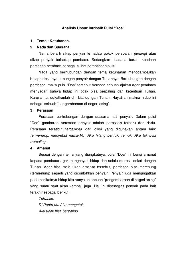 Detail Puisi Beserta Unsur Intrinsiknya Nomer 5