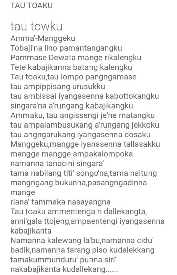 Detail Puisi Dalam Bahasa Makassar Nomer 8
