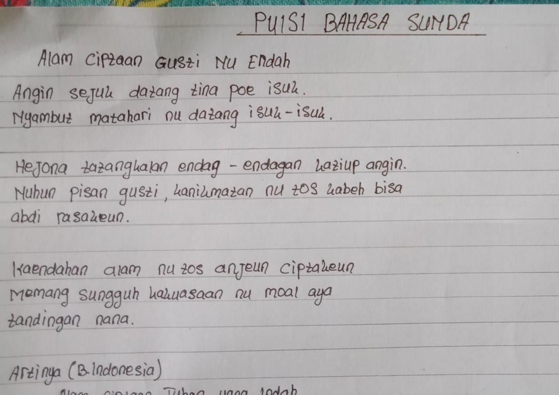 Detail Puisi Dalam Bahasa Sunda Nomer 7