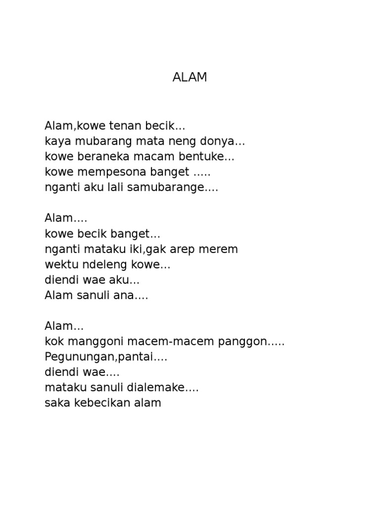 Detail Puisi Geguritan Bahasa Jawa Nomer 7