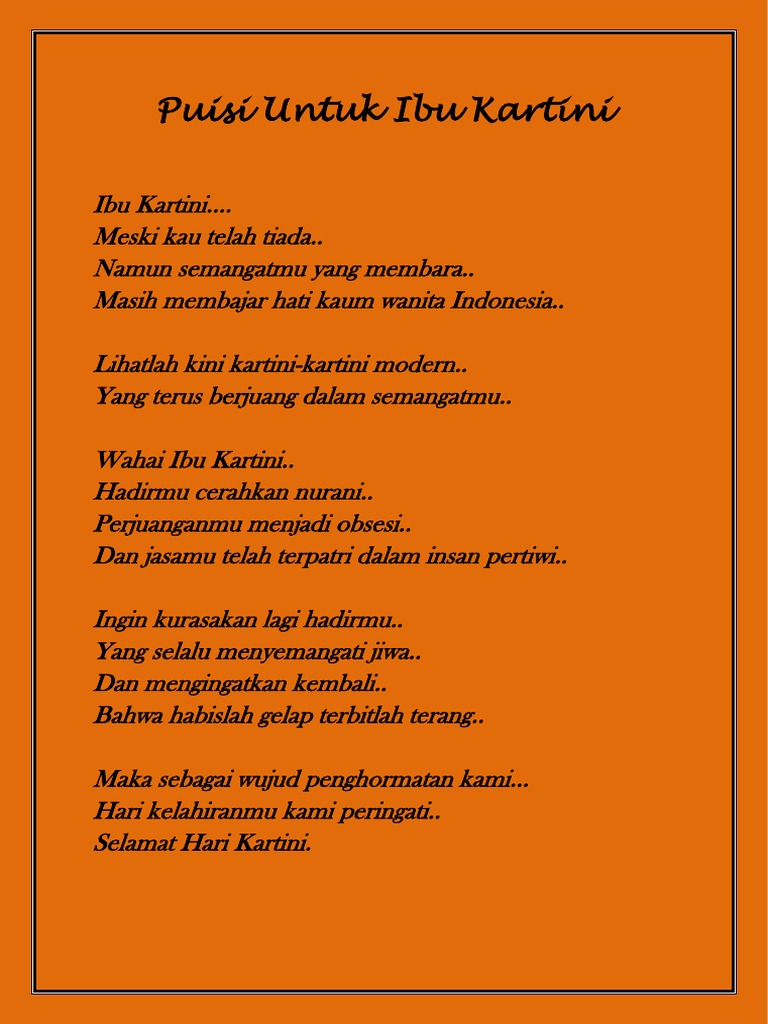 Detail Puisi Kartini Singkat Nomer 18