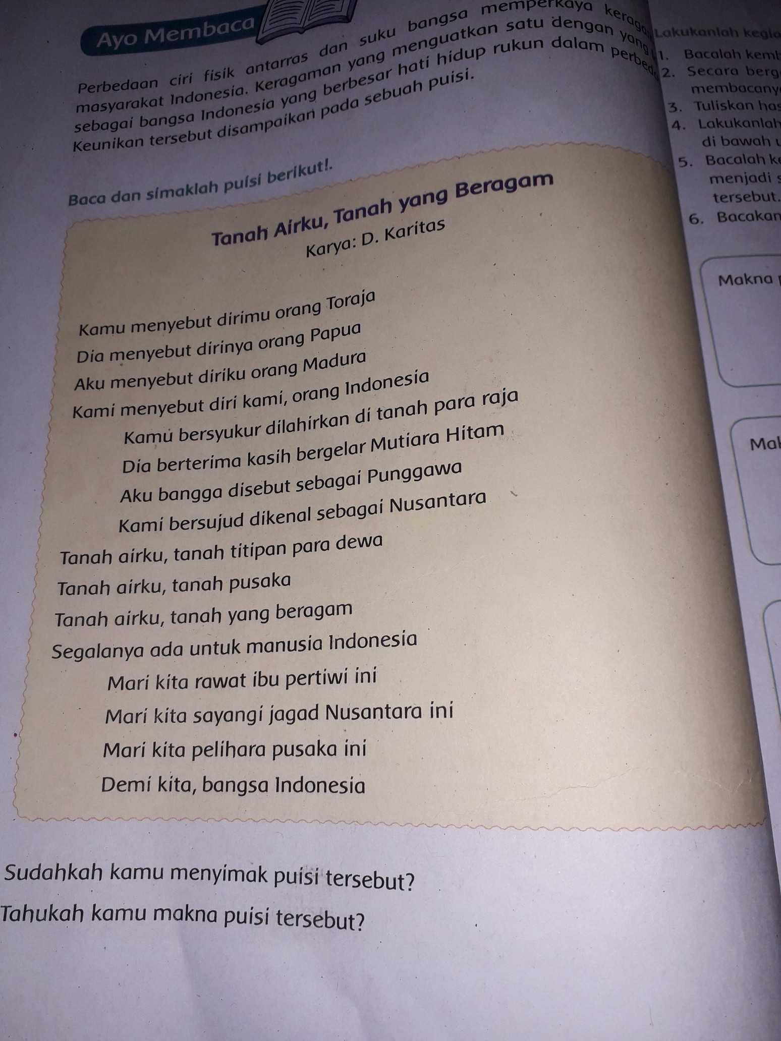 Detail Puisi Kebudayaan Indonesia Untuk Anak Sd Nomer 9