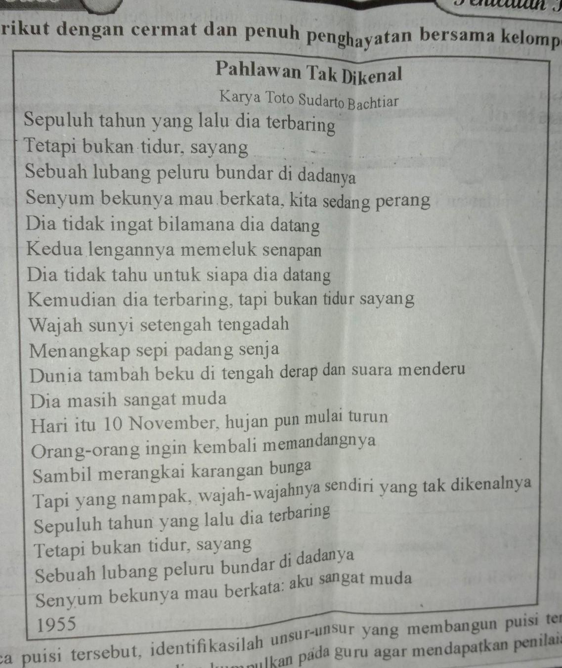 Detail Puisi Pahlawan Tak Dikenal Nomer 2