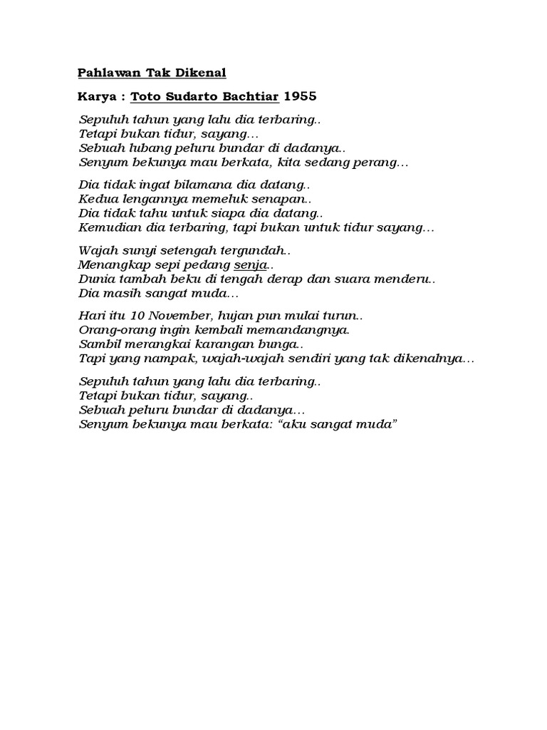Detail Puisi Pahlawan Tak Dikenal Nomer 15