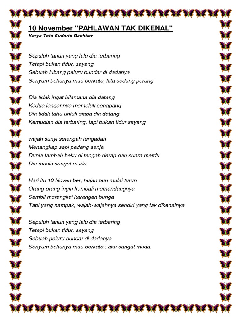 Detail Puisi Pahlawan Tak Dikenal Nomer 30