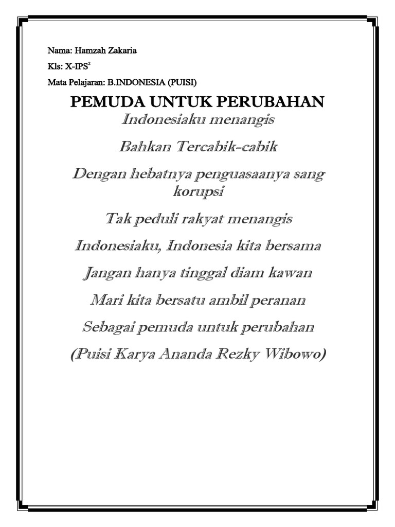 Detail Puisi Pemuda Untuk Perubahan Nomer 3