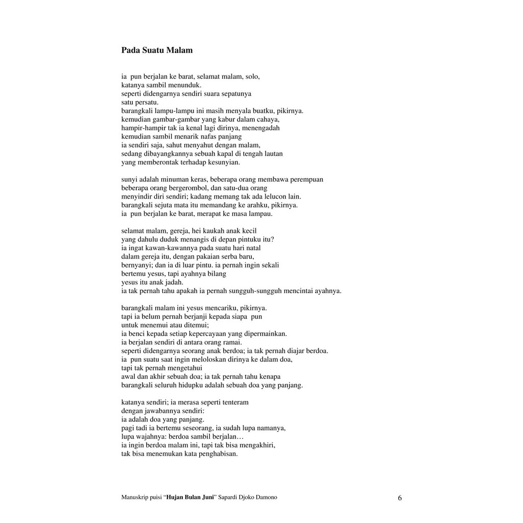 Detail Puisi Sapardi Djoko Damono Dalam Doaku Nomer 27