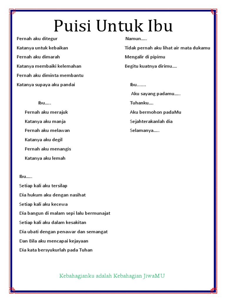 Detail Puisi Singkat Untuk Ibu Nomer 32