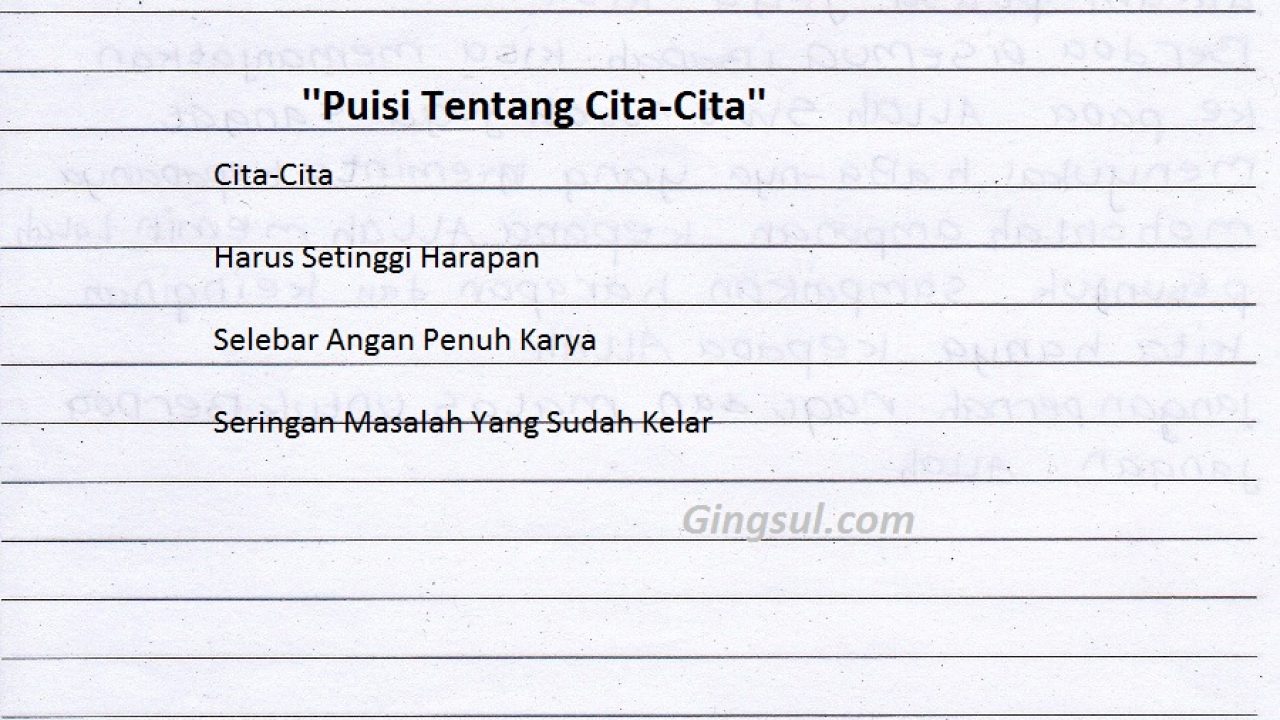 Detail Puisi Tentang Cita Cita Dan Harapan Nomer 5