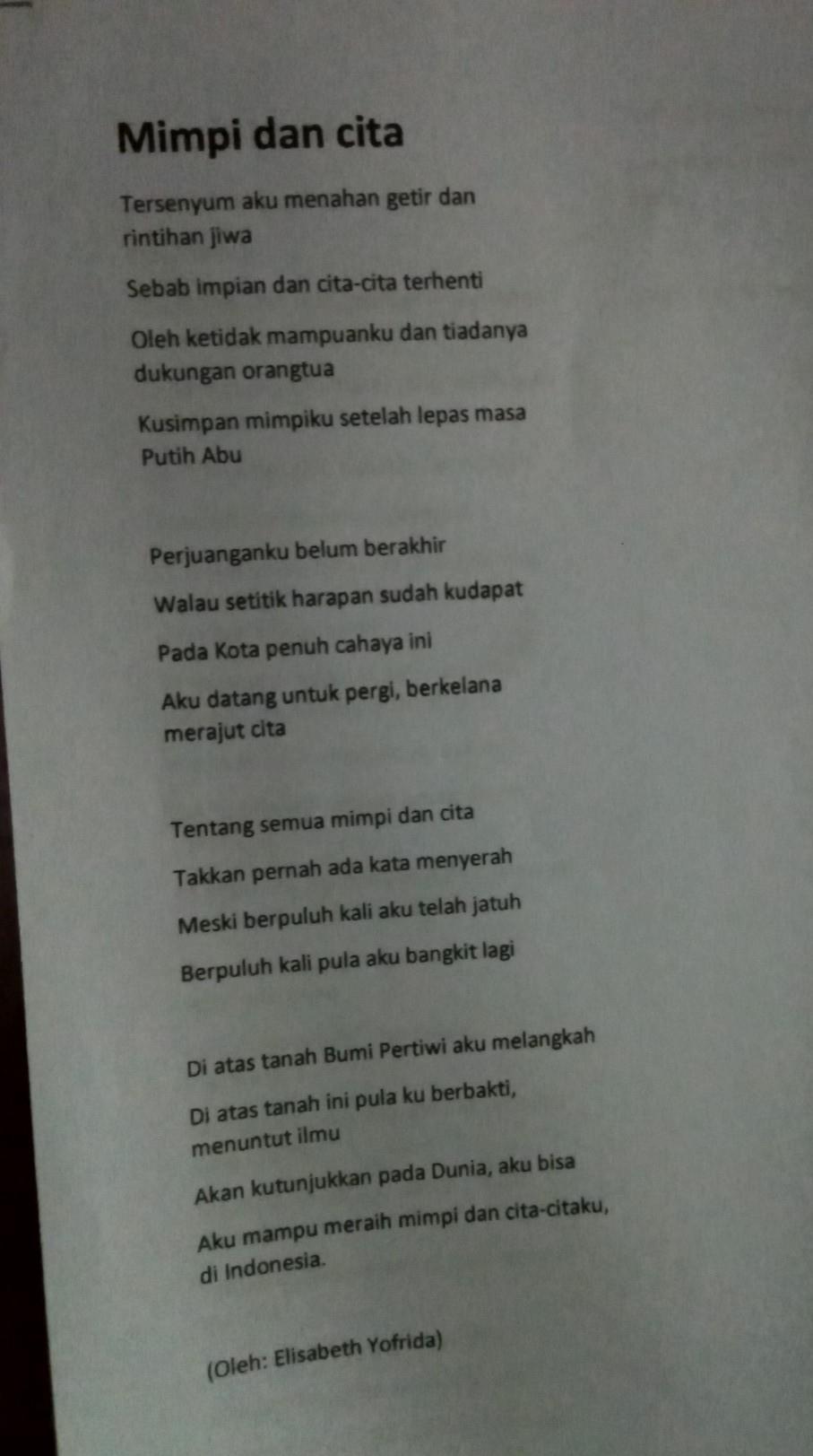 Detail Puisi Tentang Harapan Dan Impian Nomer 6