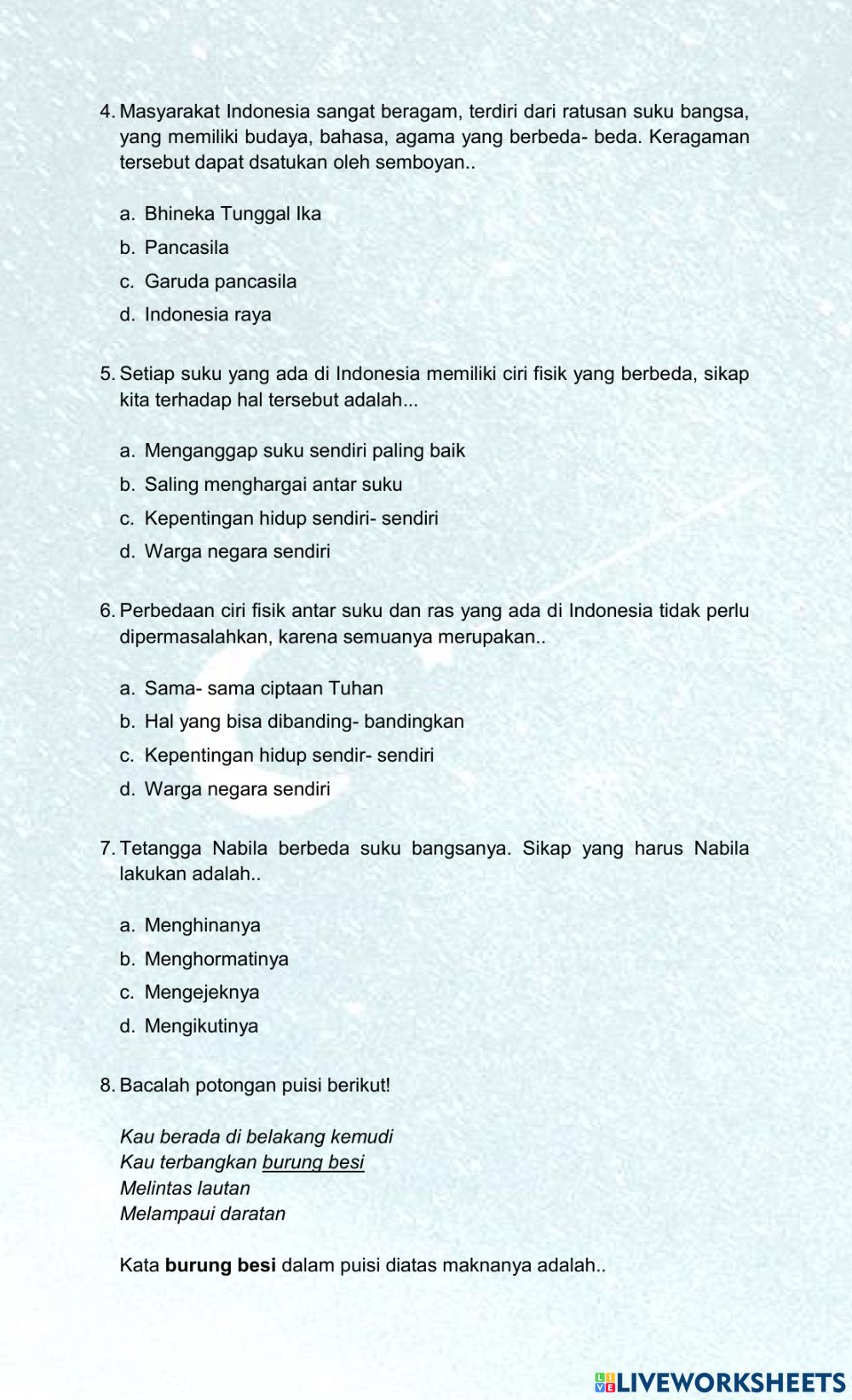 Detail Puisi Tentang Perbedaan Suku Bangsa Nomer 16