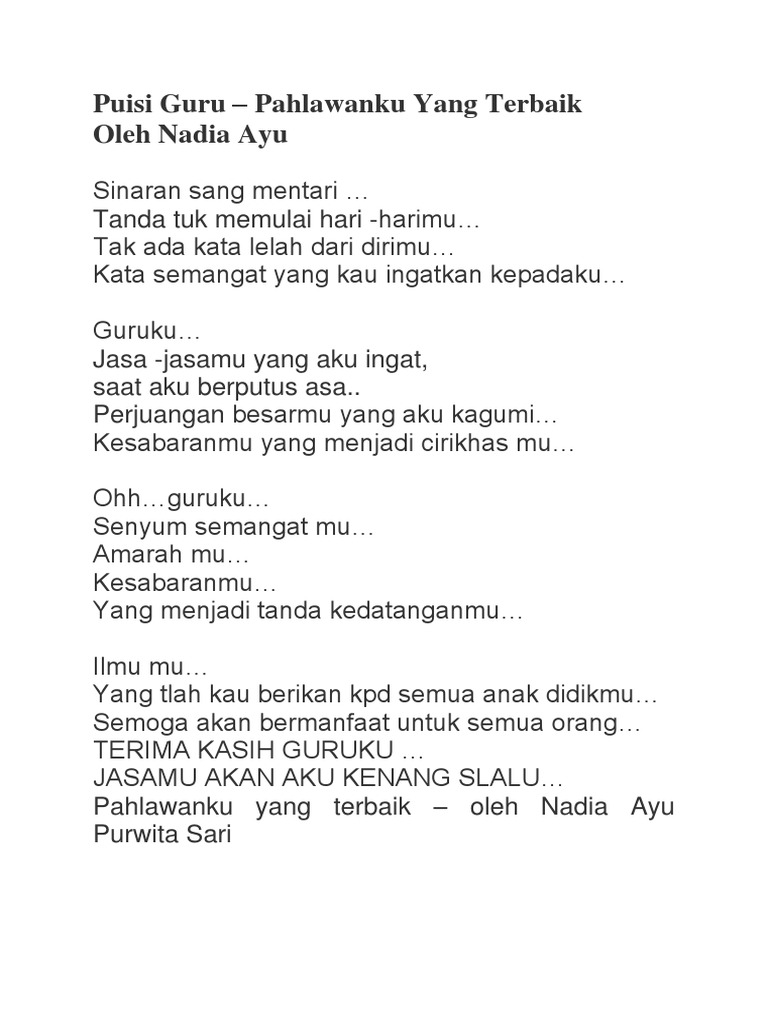 Detail Puisi Untuk Guru Sd Nomer 11