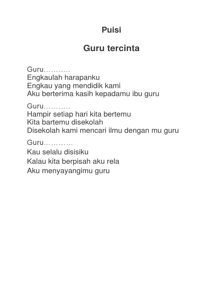 Detail Puisi Untuk Guru Sd Nomer 6
