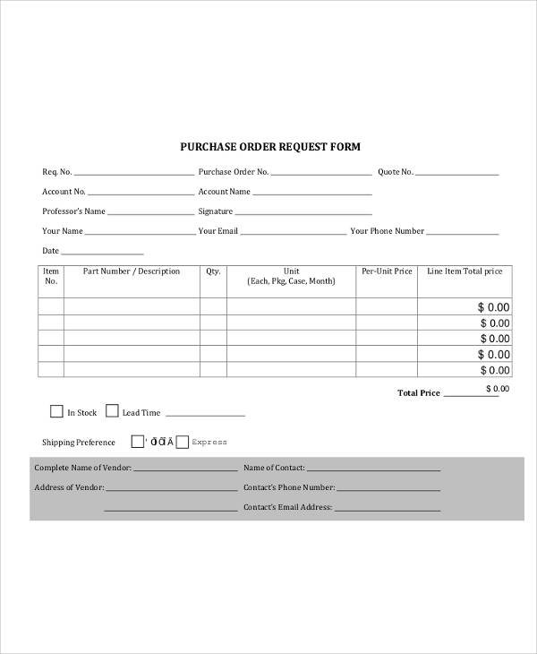 Purchase Order Request Template - KibrisPDR
