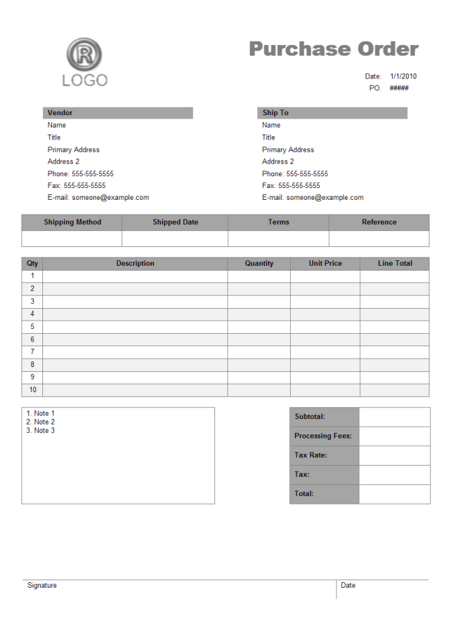 Detail Purchase Order Template Nomer 20